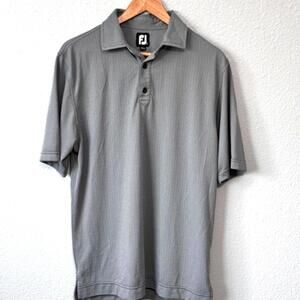 FootJoy‎ Polo Shirt Men's Med Gray/White/Black micro pattern Golf Performance